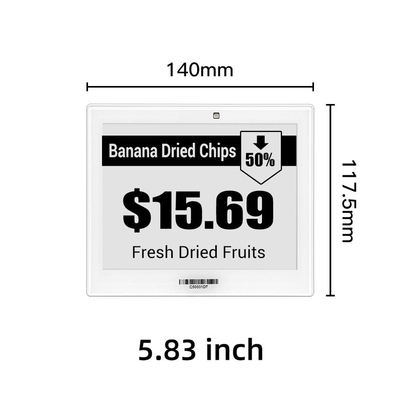 5.83 pulgadas de luz de pantalla etiquetas electrónicas de estantería E-Link Epaper 2.4GHz ESL etiqueta de precio para almacén de tiendas minoristas